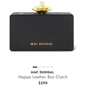 Mac Duggal H90015 Black Napa Leather Box Clutch Bag